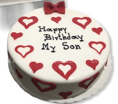 Cake with ribbon and hearts
