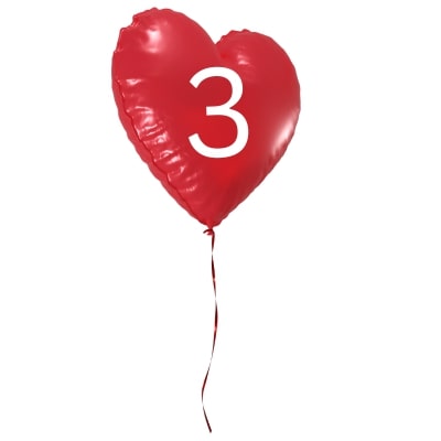 Heart balloon with a number